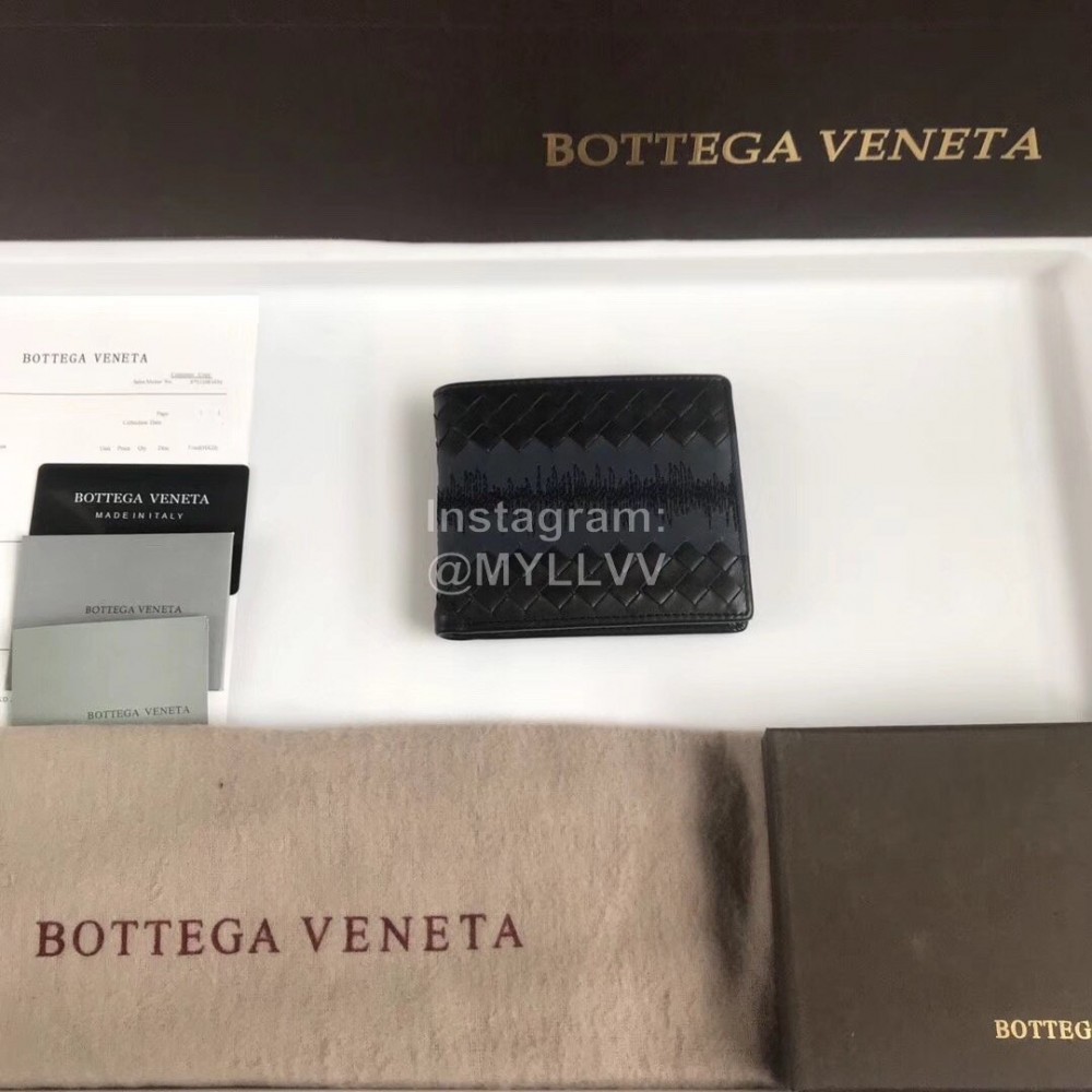 Bottega Veneta New Woven Cowhide Short Two Fold Wallet Gray