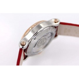 Chopard Happy Sport Series Diamond Red Leather Strap Watch