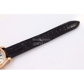 Chopard Happy Sport Series Diamond Black Leather Strap Watch