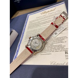 Chopard Happy Sport Series Diamond Leather Strap Watch For Women Red