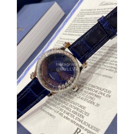 Chopard Happysport Roman Numeral Dial Leather Strap Watch Navy