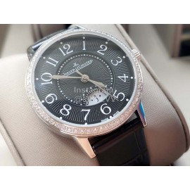 Jaeger Lecoultre An Factory Leather Strap Black Dial Watch
