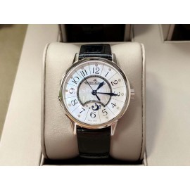 Jaeger Lecoultre An Factory New Black Leather Strap Watch