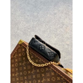 Lv Bubblegram Monogram Leather Wallet On Strap Crossbdy Bag Black