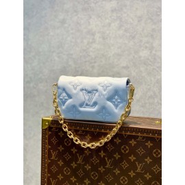 Lv Bubblegram Monogram Leather Wallet On Strap Crossbdy Bag Blue