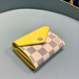 Louis Vuitton Zoe White Check Canvas Gold Buckle Short Wallets Yellow N60220