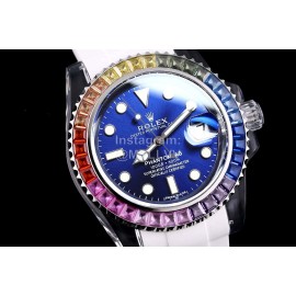 Rolex Rubber Strap Sapphire Crystal Watch Navy