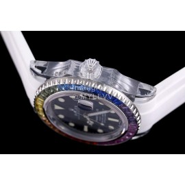 Rolex Rubber Strap Sapphire Crystal Watch Navy
