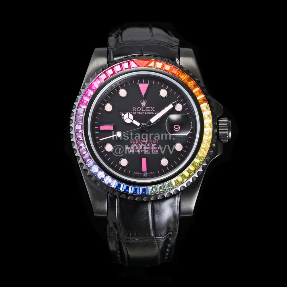 Rolex Blaken Rainbow Diamond 40mm Dial Watch Pink