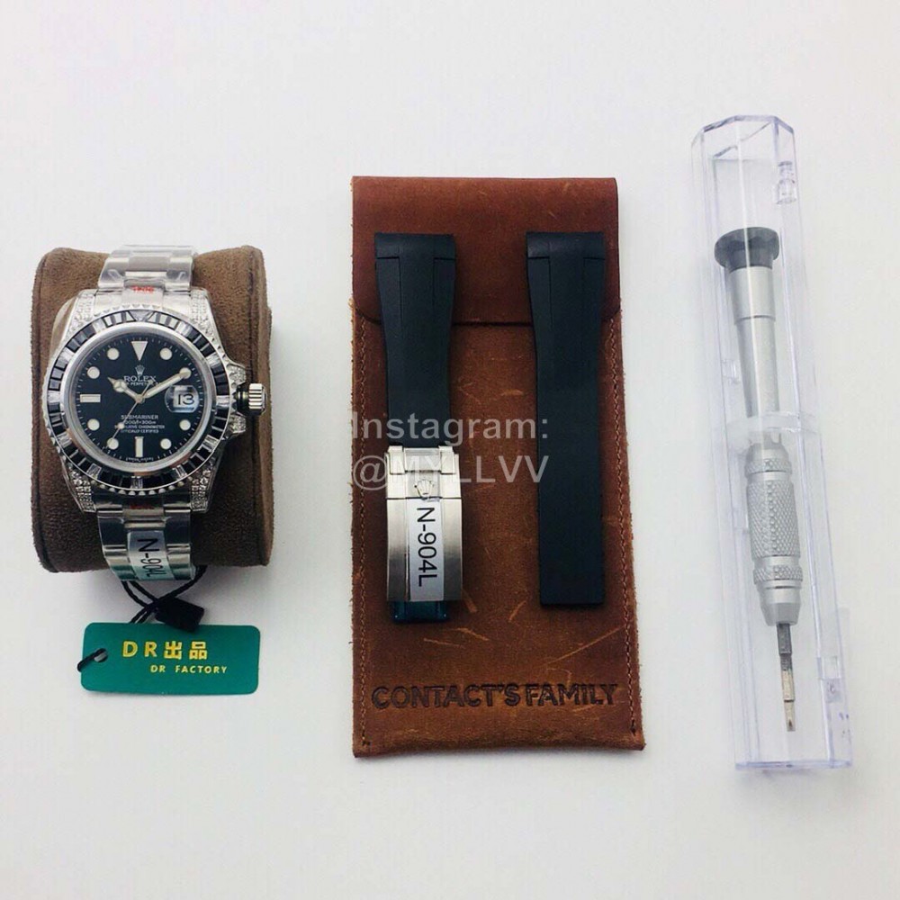 Rolex Dr Factory 40mm Dial 904l Steel Watch Black