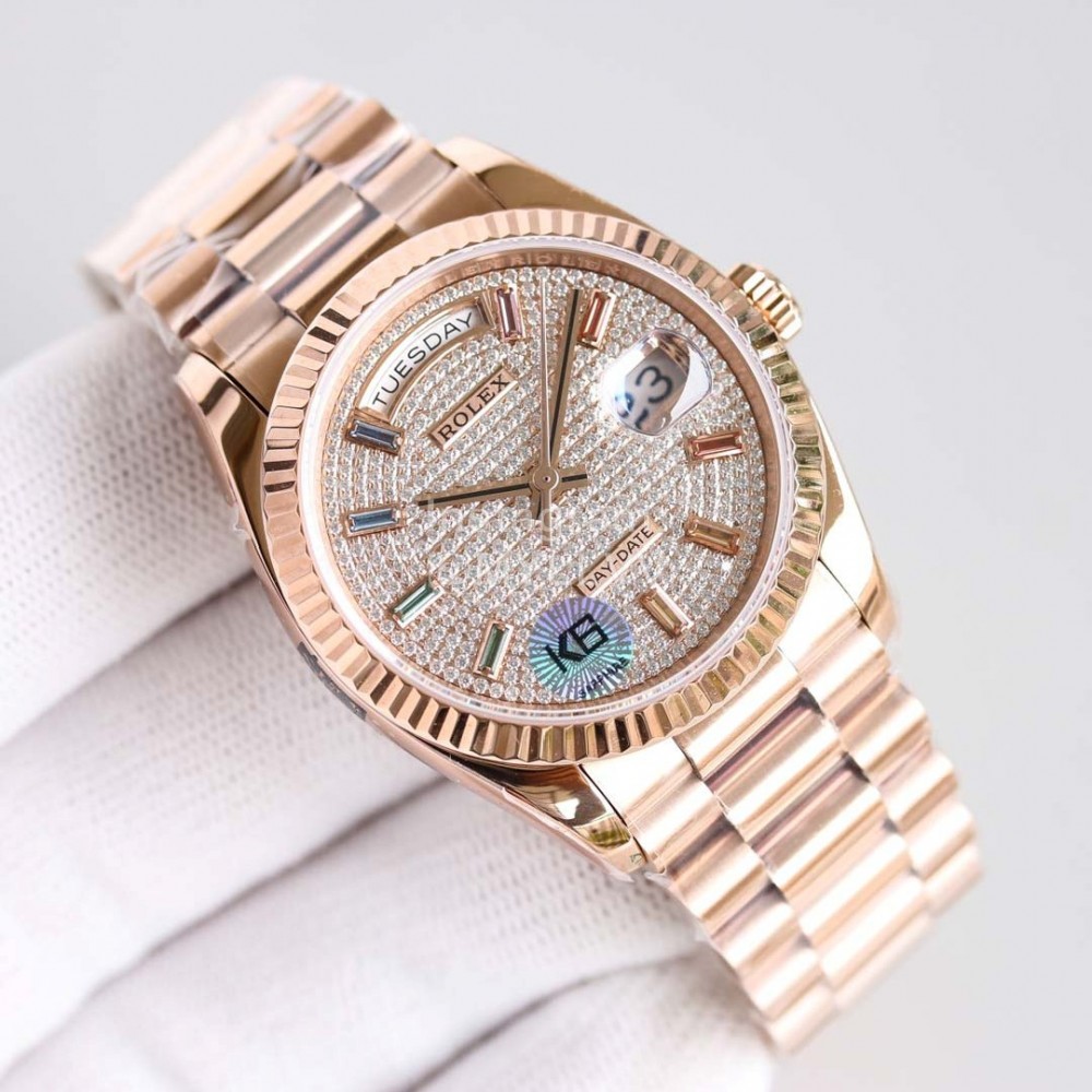 Rolex Tw Factory 316 Steel Diamond Dial Watch Rose Gold