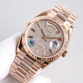 Rolex Tw Factory 316 Steel Diamond Dial Watch Rose Gold